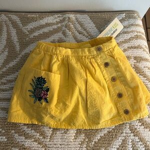 Yellow Skirt with Embroidered Pineapple